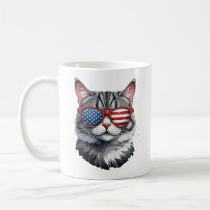 Cat Wearing Sonnenbrillen American Flag 4. Juli C Kaffeetasse