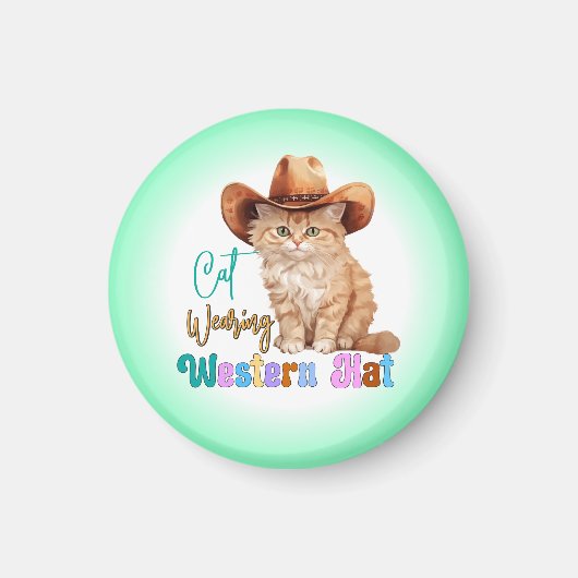 Cat Wearing Western Hat-85246 Magnet (Vorne)
