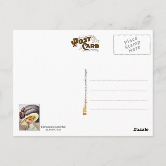 Cat Weather Feather hat Postkarte (Rückseite)