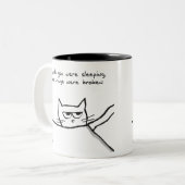 Cat Weck Up Call - Funny Cat GIft für Cat Lovers Zweifarbige Tasse (Vorderseite Links)