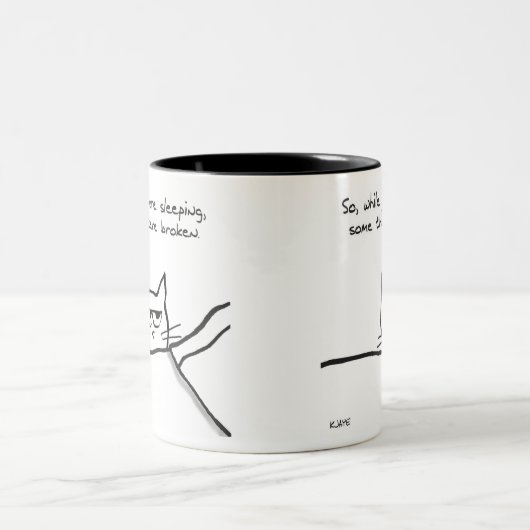 Cat Weck Up Call - Funny Cat GIft für Cat Lovers Zweifarbige Tasse (Mittel)