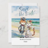 Cat Wedding Beach Hochzeit Einladung (Vorderseite)