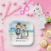Cat Wedding Beach Hochzeit Pappteller (Party)