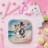 Cat Wedding Beach Hochzeit Pappteller (Party)