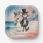 Cat Wedding Beach Hochzeit Pappteller (Vorderseite)