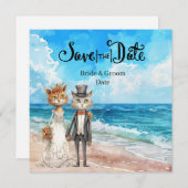 Cat Wedding Beach Hochzeit Save The Date (Vorne/Hinten)