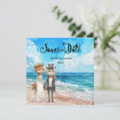 Cat Wedding Beach Hochzeit Save The Date (Stehend Vorderseite)