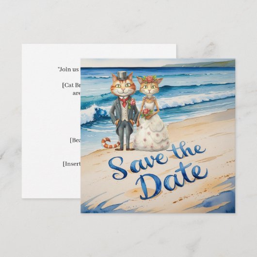 Cat Wedding Beach Hochzeit Save The Date (Vorne/Hinten)