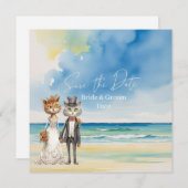 Cat Wedding Beach Hochzeit Save The Date (Vorne/Hinten)