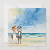Cat Wedding Beach Hochzeit Save The Date (Vorderseite)