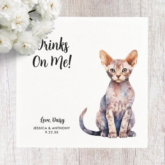 Cat Wedding Cocktail Napkin Serviette