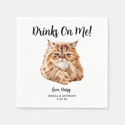Cat Wedding Cocktail Napkins Serviette (Vorderseite)