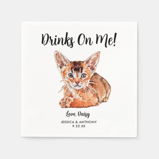 Cat Wedding Cocktail Napkins Serviette (Vorderseite)
