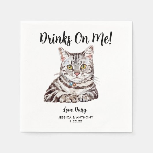 Cat Wedding Cocktail Napkins Serviette (Vorderseite)
