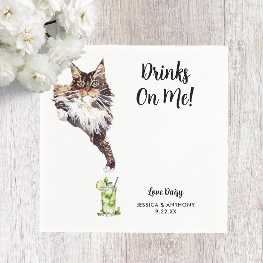 Cat Wedding Cocktail Napkins Serviette