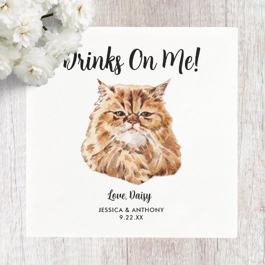 Cat Wedding Cocktail Napkins Serviette