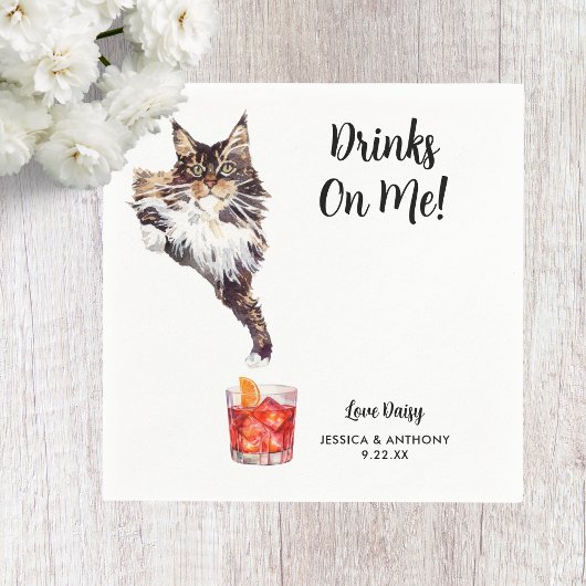 Cat Wedding Cocktail Napkins Serviette