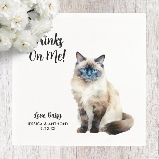Cat Wedding Cocktail Napkins Serviette