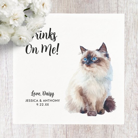 Cat Wedding Cocktail Napkins Serviette