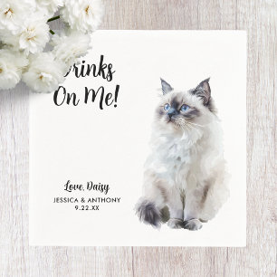 Cat Wedding Cocktail Napkins Serviette