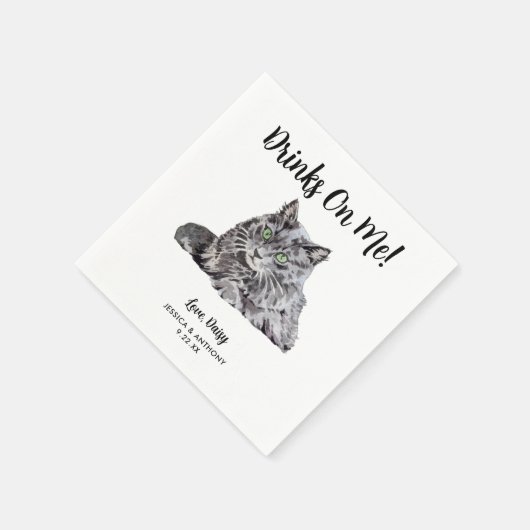 Cat Wedding Cocktail Napkins Serviette (Ecke)