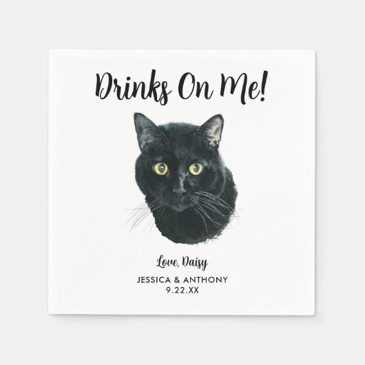 Cat Wedding Cocktail Napkins Serviette (Vorderseite)