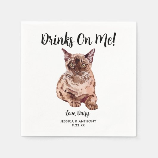 Cat Wedding Cocktail Napkins Serviette (Vorderseite)