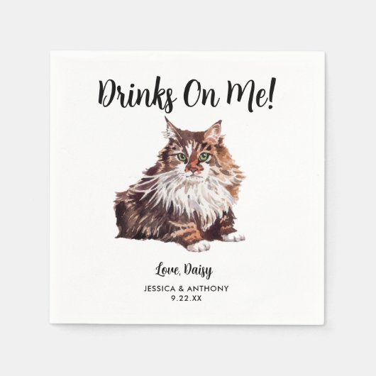 Cat Wedding Cocktail Napkins Serviette (Vorderseite)