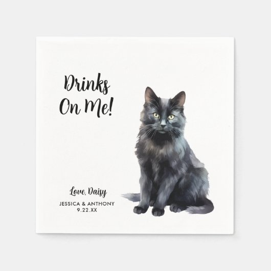 Cat Wedding Cocktail Serviette (Vorderseite)