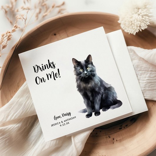 Cat Wedding Cocktail Serviette