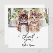 Cat Wedding mit Braut und Bräutigam Dankeskarte (Vorne/Hinten)