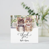 Cat Wedding mit Braut und Bräutigam Dankeskarte (Stehend Vorderseite)