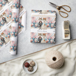 Cat Wedding mit Braut und Bräutigam Geschenkpapier