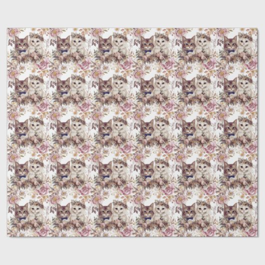 Cat Wedding mit Braut und Bräutigam Geschenkpapier (Saum)