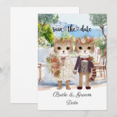 Cat Wedding mit Braut und Bräutigam Save The Date (Vorne/Hinten)