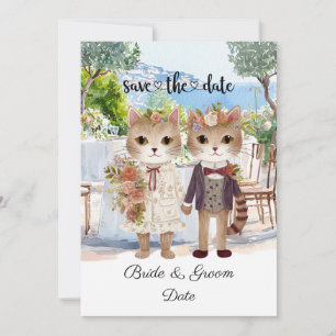 Cat Wedding mit Braut und Bräutigam Save The Date
