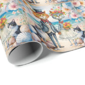 Cat Wedding mit Bride and Groom Beach Thema Geschenkpapier (Rolleneckpunkt)