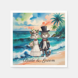 Cat Wedding mit Bride und Groom Beach Thema Serviette