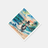 Cat Wedding mit Bride und Groom Beach Thema Serviette (Ecke)