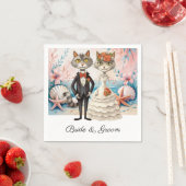 Cat Wedding mit Bride und Groom Beach Thema Serviette (Beispiel)