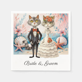 Cat Wedding mit Bride und Groom Beach Thema Serviette