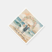 Cat Wedding mit Bride und Groom Beach Thema Serviette (Ecke)