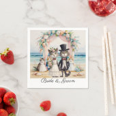 Cat Wedding mit Bride und Groom Beach Thema Serviette (Beispiel)