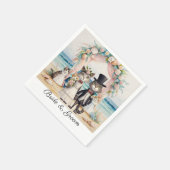Cat Wedding mit Bride und Groom Beach Thema Serviette (Ecke)
