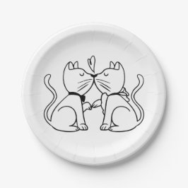 Cat Wedding Party Verlobung Brautparty Black Pappteller