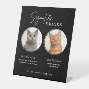 Cat Wedding Signature Drinks Cocktail Bar Black Sockelschild
