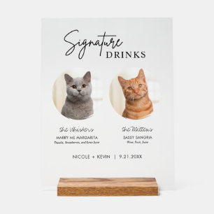 Cat Wedding Signature Drinks Cocktail Bar Mattiert Acrylschild