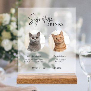 Cat Wedding Signature Drinks Cocktail Bar Mattiert Acrylschild