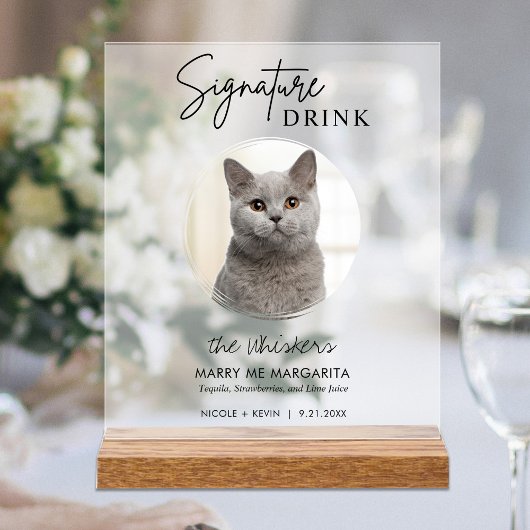 Cat Wedding Signature Drinks Cocktail Bar Mattiert Acrylschild
