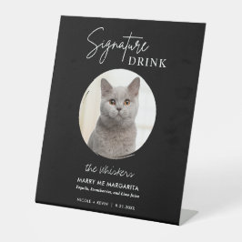Cat Wedding Signature Drinks Cocktail Bar Pedestal Sockelschild